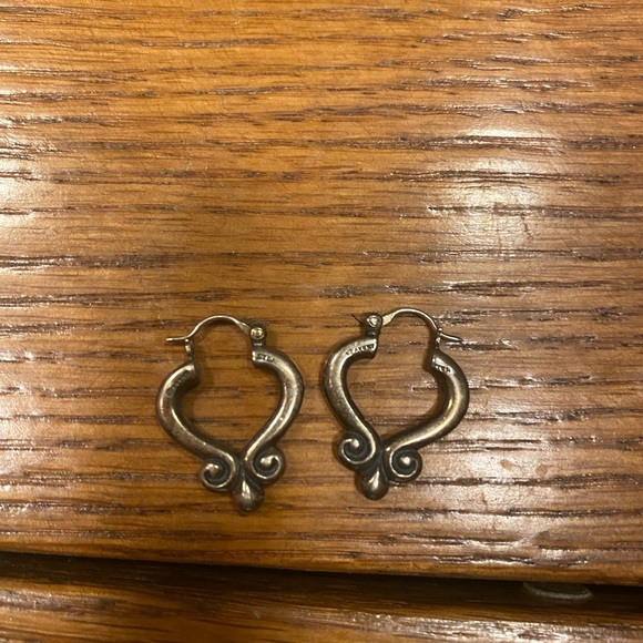 Retired rare James Avery Scroll small hoop earrings stamped - Picture 2 of 3